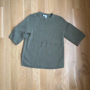 Merino Wool Olive Green Short Sleeve Sweater
